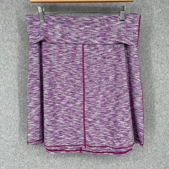 PrAna Womens Leanne Pull On Athletic Skirt Size M Purple Fold Over Spacedye NWOT - Picture 1 of 11